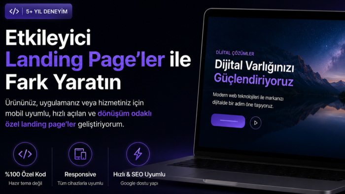 tek sayfa landing page ve tanıtım web sitesi yaparım