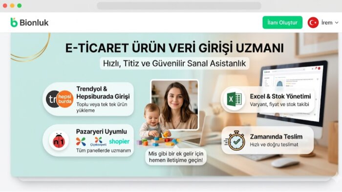  e-ticaret siteleri için ürün veri girişi yapıyorum
