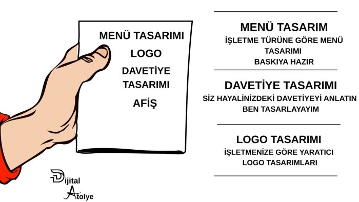 menü, logo, davetiye, afiş tasarlıyorum