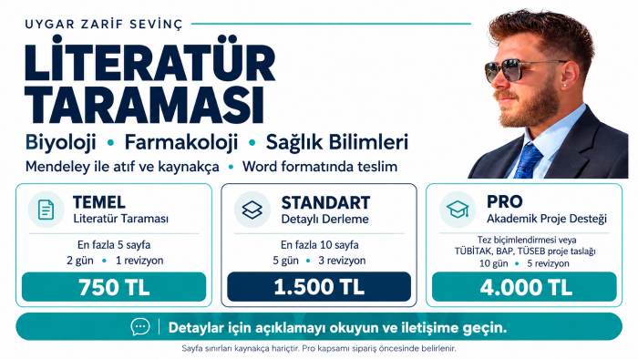 biyoloji ve tıp alanında kaynaklı literatür taraması yaparım