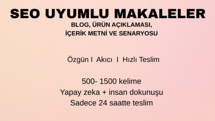 yapay zeka destekli profesyonel ve özgün içerik hazırlıyorum