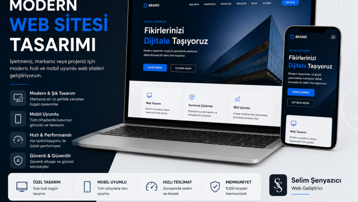 ihtiyacınıza özel modern web siteleri geliştiriyorum