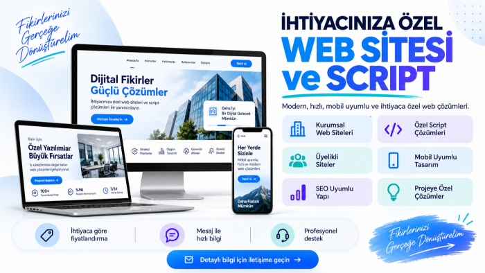 ihtiyacınıza özel gelişmiş web sitesi yaparım