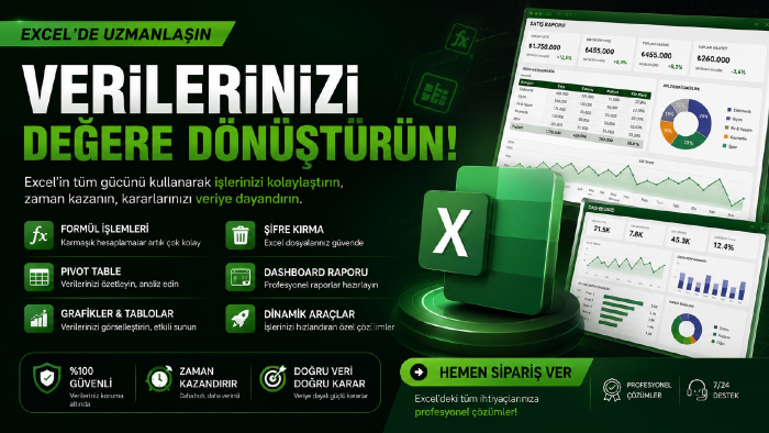 Excel'de istediğiniz her türden çalışmayı yapabilirim