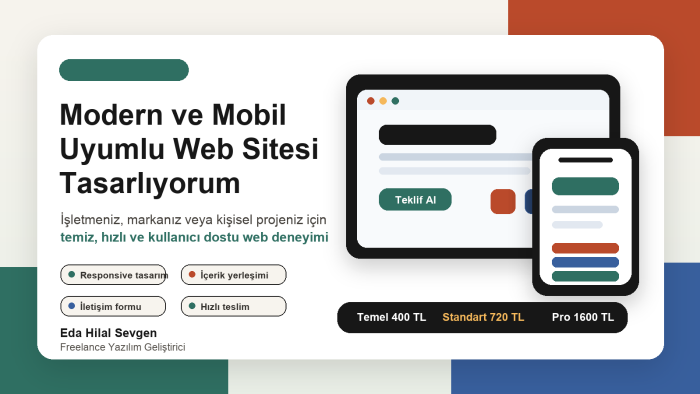  işletmeniz için modern web sitesi tasarlarım