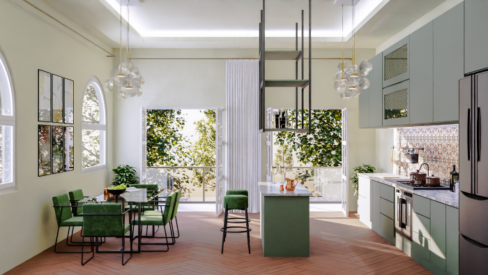 3D mimari iç mekan mutfak render modelleme yaparım