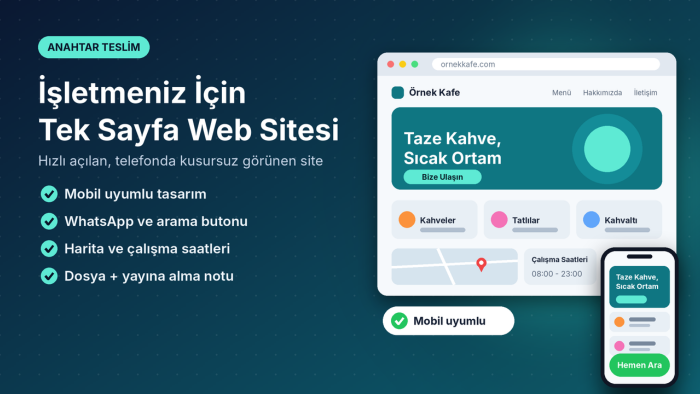 işletmeniz için mobil uyumlu tek sayfa web sitesi kodlarım