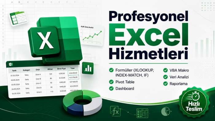 excel tablolarınızı düzenler ve geliştiririm