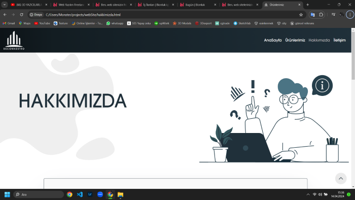 web sitenizin frontend kısmını yazabilirim
