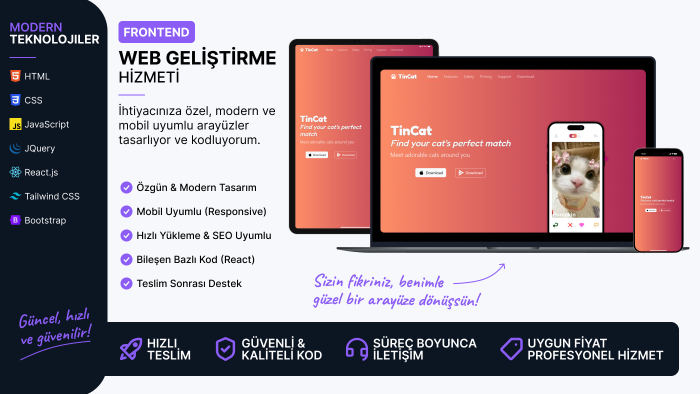 modern ve mobil uyumlu web sitesi geliştirebilirim