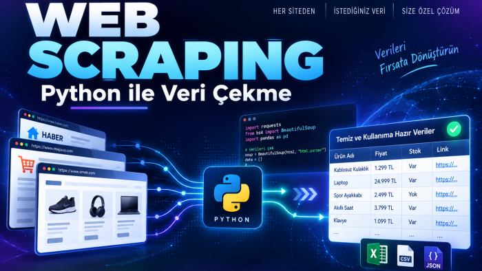 web sitesinden veri çekme ve web scraping işlemi yapabilirim