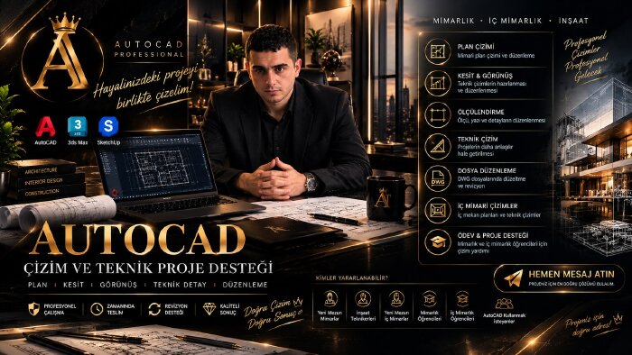 AutoCAD teknik çizimlerinizde yardımlar sağlarım