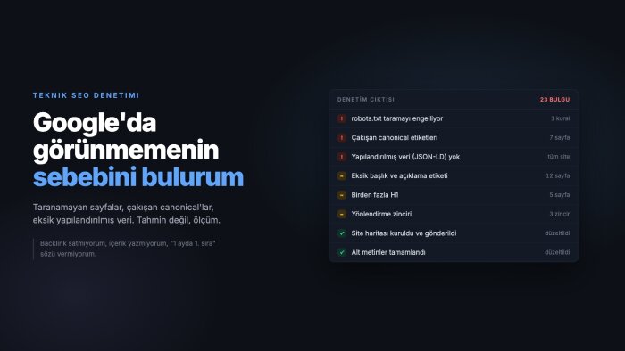 sitenizin teknik SEO'sunu denetler ve düzeltirim