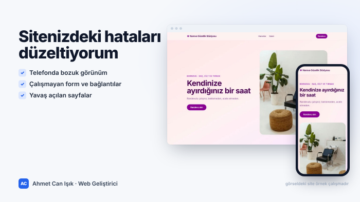 web sitenizdeki hataları düzeltirim