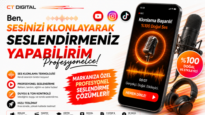 sesinizi klonlayarak seslendirmenizi yapabilirim