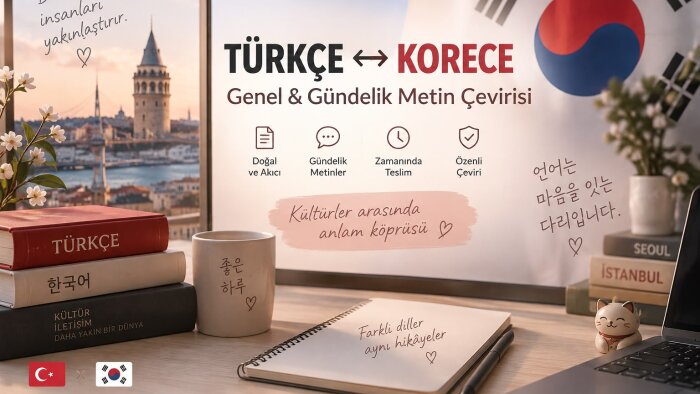 uzman olduğum Korece ve Türkçe arasında çeviri yaparım