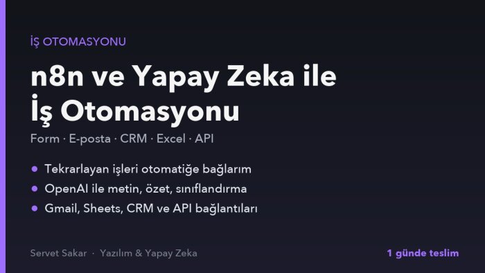n8n ve yapay zeka ile iş otomasyonu kurarım