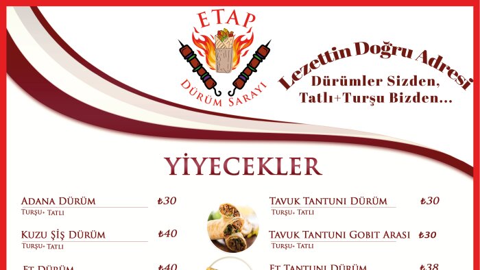 sizler için modern restaurant menülerini tasarlayabilirim