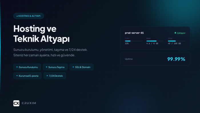 sunucu kurulumu ve hosting altyapınızı yönetirim
