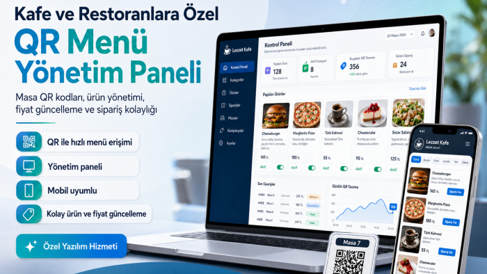 kafe ve restoranınıza özel QR menü ,yönetim paneli yaparım