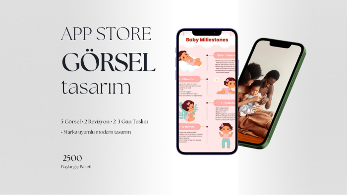 App Store ve Google Play uygulama görselleri tasarlarım