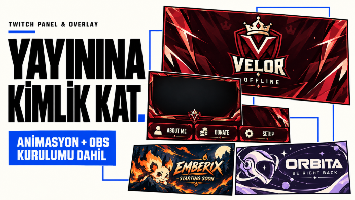kanalına özel Twitch panel ve yayın tasarımları yaparım