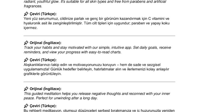 ingilizce-türkçe çeviri işlerinizi yapabilirim