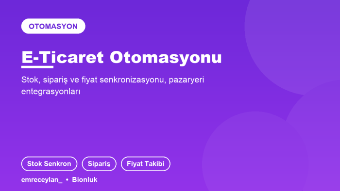 e-ticaret otomasyon ve entegrasyonlarını kurarım