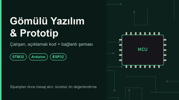 STM32, Arduino ve ESP32 ile gömülü yazılım geliştiririm