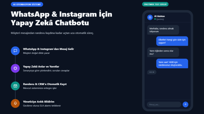 WhatsApp ve Instagram için AI chatbot geliştiriyorum