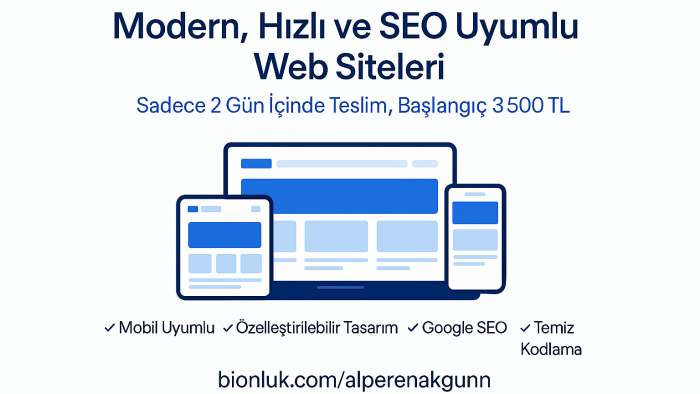 ihtiyacınıza özel modern ve hızlı web siteleri geliştiririm