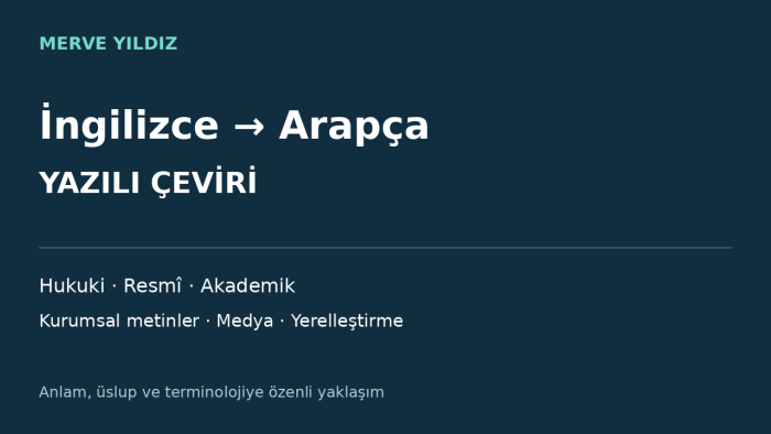 İngilizceden Arapçaya özenli ve doğal çeviri yaparım