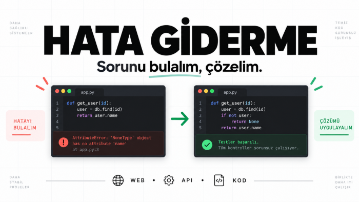 web sitenizdeki ve kodunuzdaki hataları gideririm