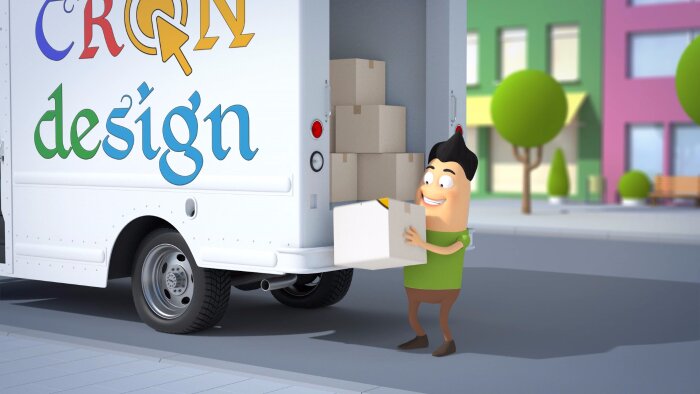 kutu taşıyan kamyonet şoförü ile 3d intro hazırlıyorum
