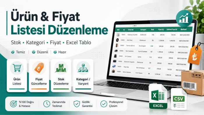 ürün ve fiyat listenizi düzenlerim