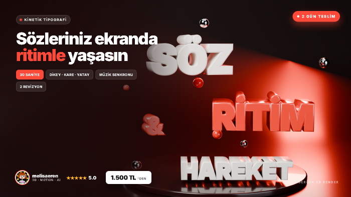 sözlerinizi kinetik tipografi videosuna dönüştürürüm