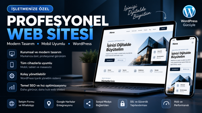 işletmenize özel, modern kurumsal web sitesi yaparım