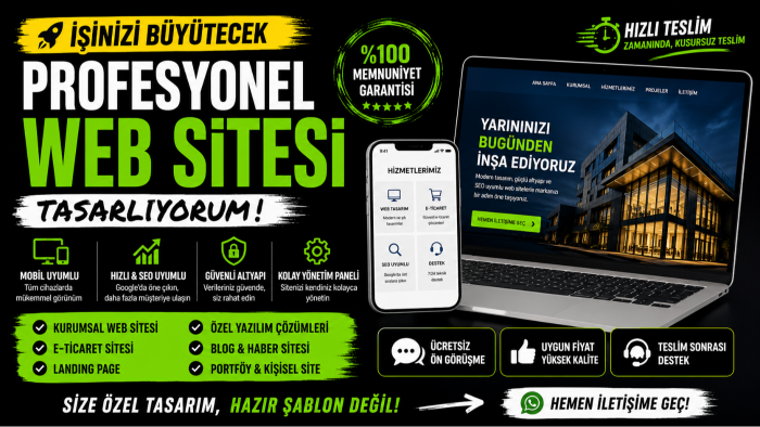 modern, hızlı ve SEO uyumlu profesyonel web sitesi yapıyorum