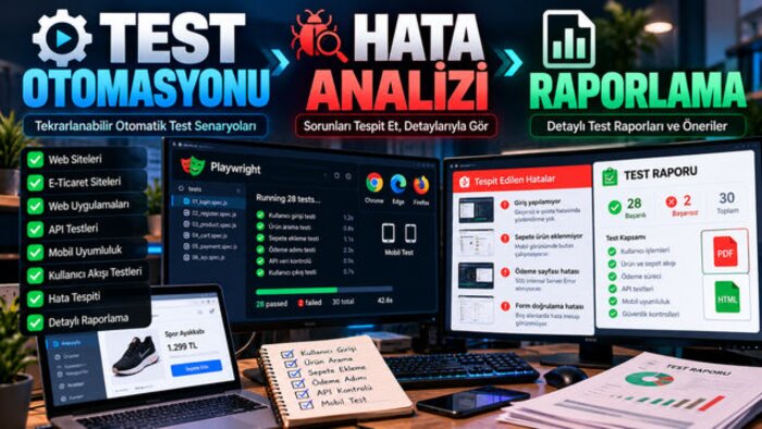 web siteniz için otomatik test ve hata raporu hazırlarım