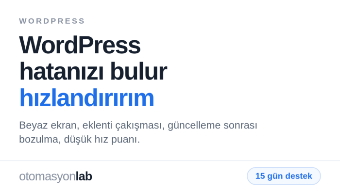 WordPress sitenizin hatalarını giderir ve hızlandırırım