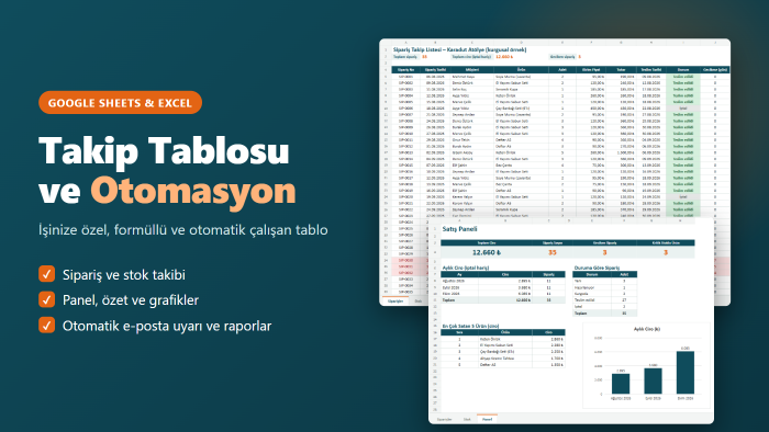 Google Sheets ve Excel için takip tablosu hazırlarım