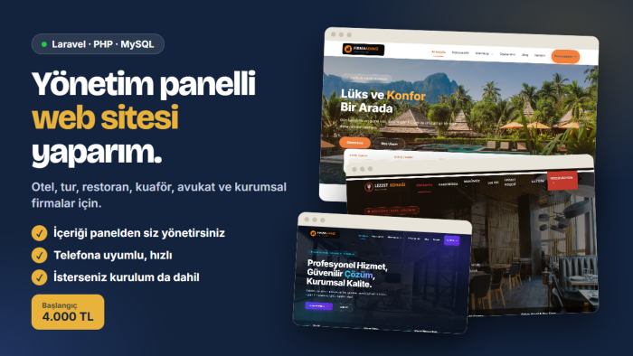 Laravel ile yönetim panelli web sitesi yaparım