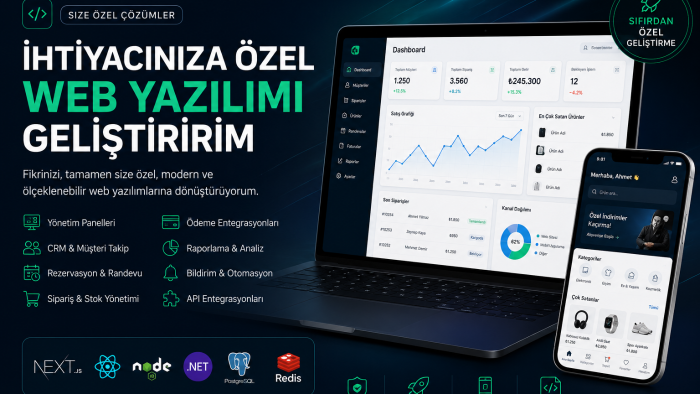ihtiyacınıza özel web yazılımı geliştiririm