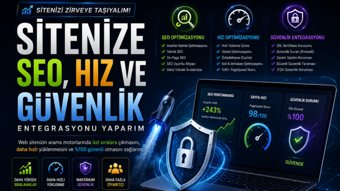 sitenize SEO, hız ve güvenlik entegrasyonu yaparım
