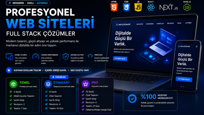 full stack web siteleri yaparım