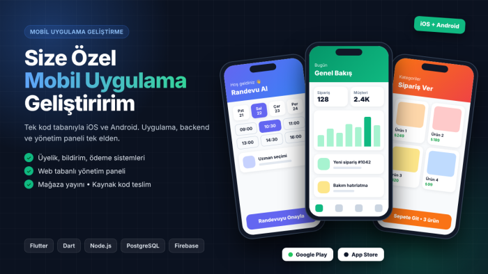 Flutter ile iOS ve Android mobil uygulama geliştiririm