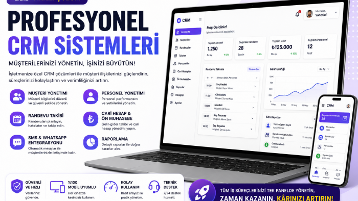 Randevu ve müşteri takip CRM sistemi kurarım