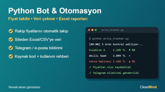 Python ile fiyat takip ve veri çekme botu yazarım