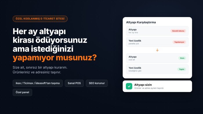 kendi e-ticaret altyapınızı kurar, ürünlerinizi taşırım
