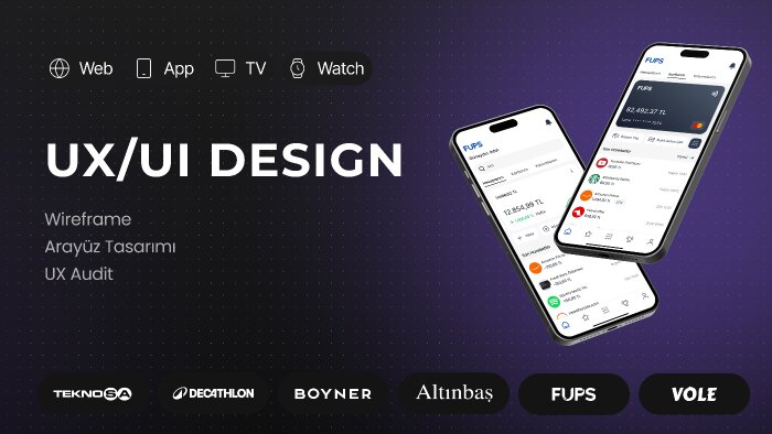 uzman olduğum kullanıcı deneyimi (ui/ux) tasarımları yaparım